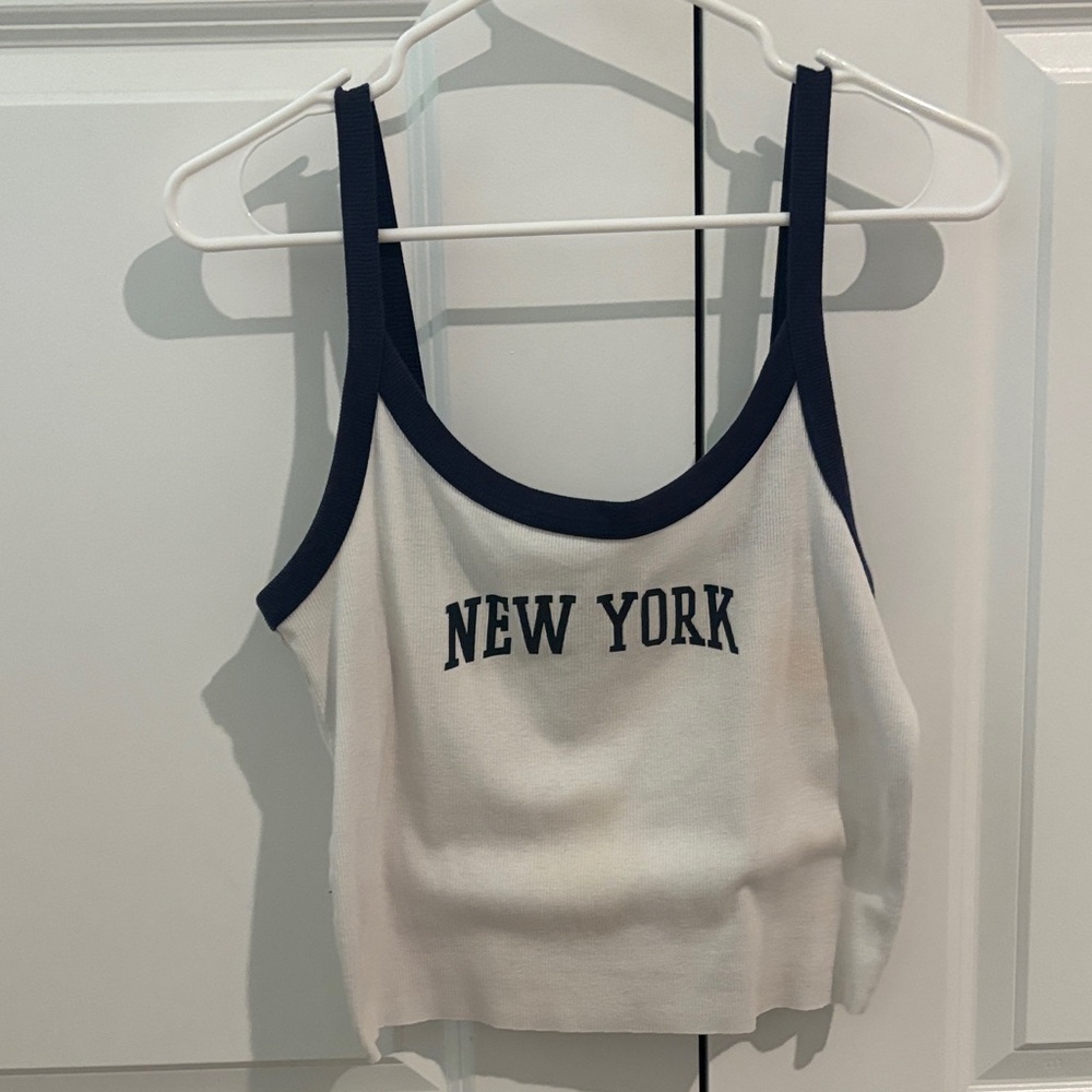 Forever 21 White Tank Top with Black Trim
